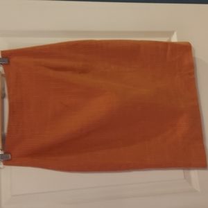 Vintage Victor Victoria Orange Pinstripe Knee Length Pencil Skirt Size 42